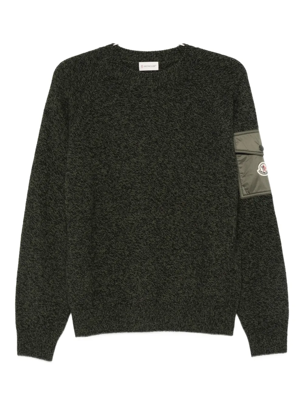 Moncler Wool And Cashmere Jumper With Patch Pocket In Black