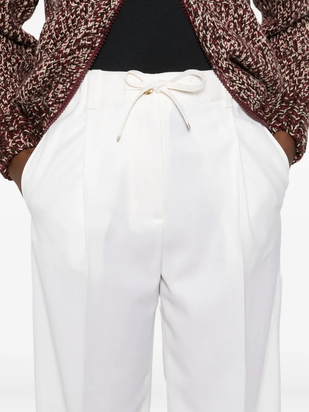 Moncler Drawstring Pleated Trousers In White
