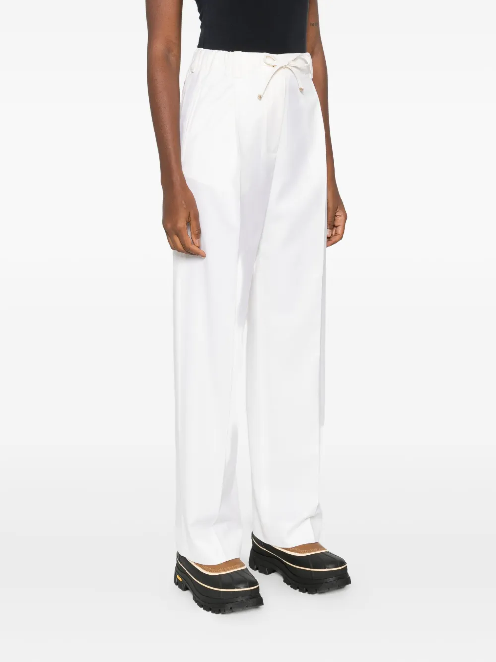 Moncler Drawstring Pleated Trousers In White