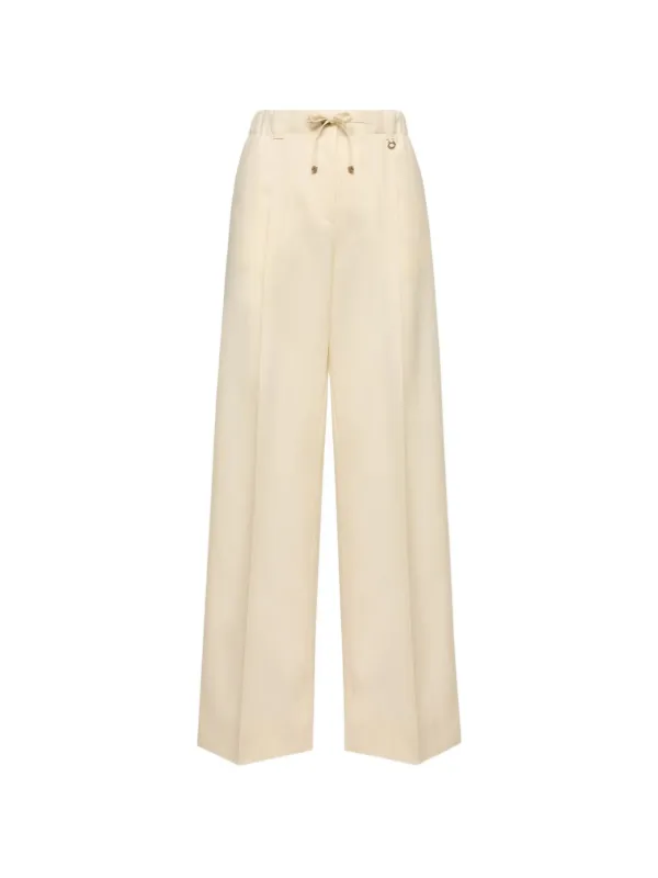 Moncler Wool Gabardine Tailored Trousers in Neutrals