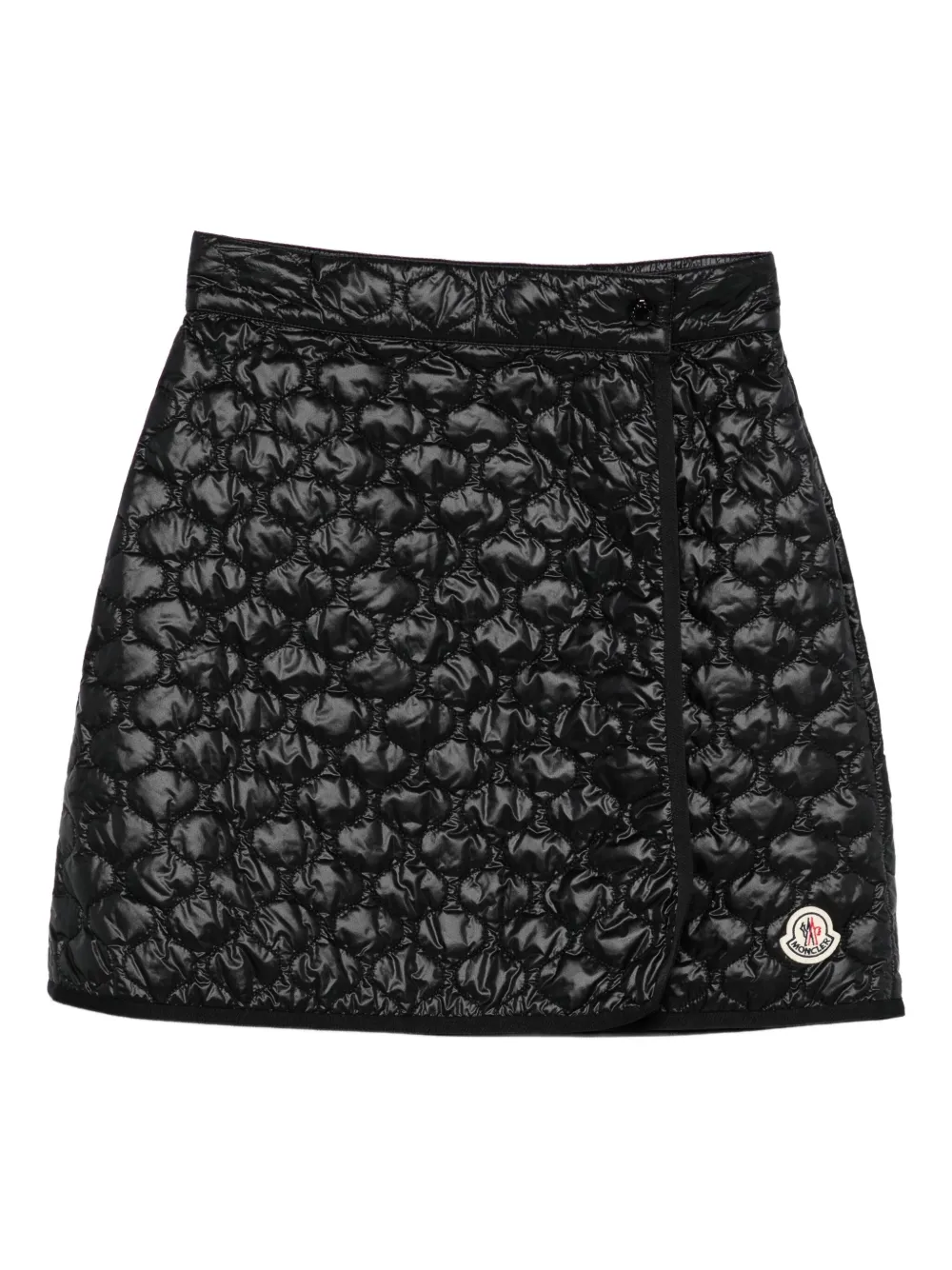 Moncler Quilted Black Skirt With Glossy Finish And Wrap Style In Black