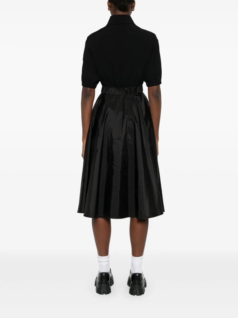 Moncler Midi-jurk met plooien en rits Zwart