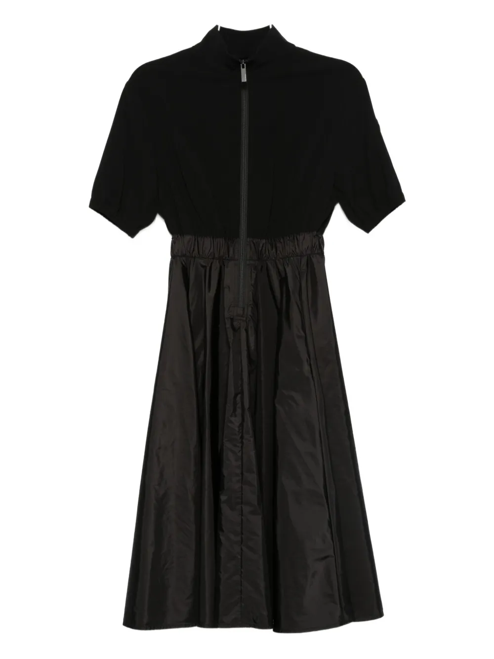 Moncler Midi-jurk met plooien en rits Zwart