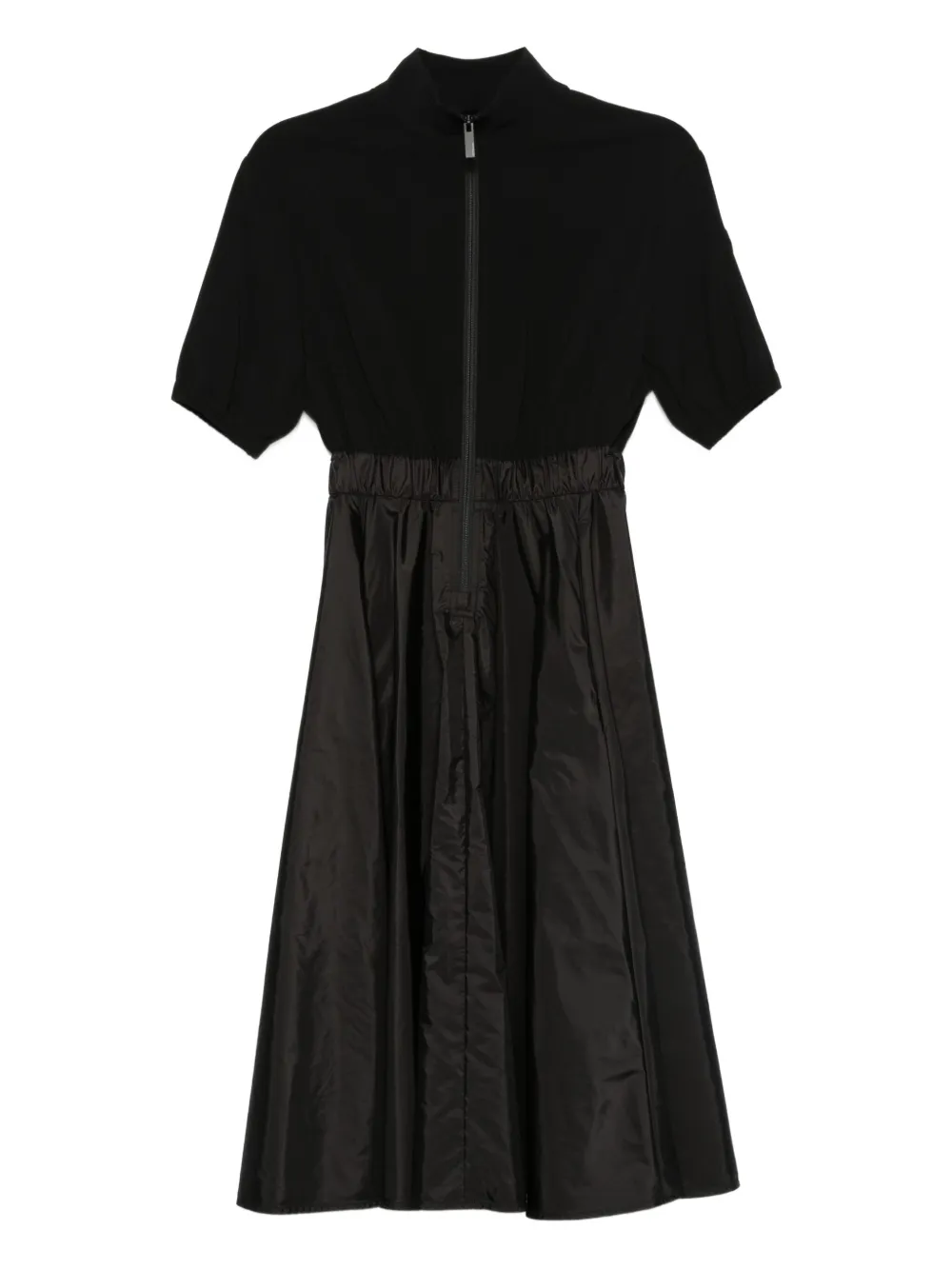 Moncler Midi-jurk met plooien en rits Zwart