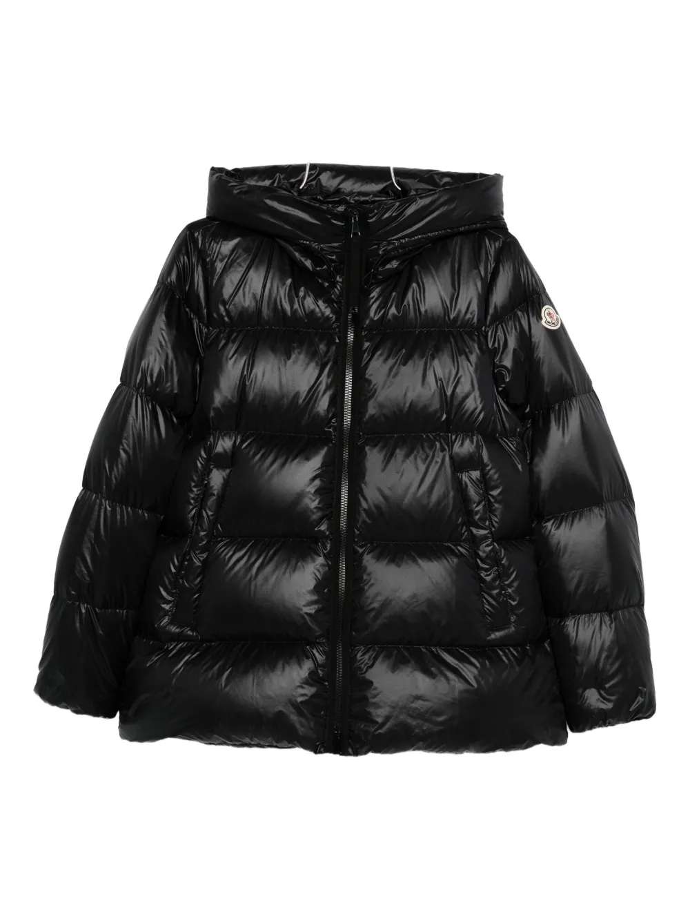 Moncler Hooded Puffer Coat In Black