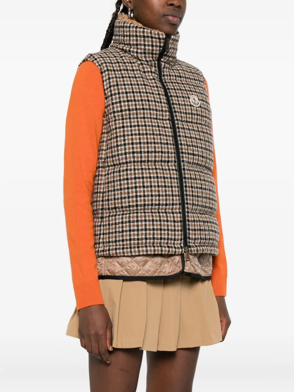Moncler Touvet geruite gewatteerde bodywarmer Beige