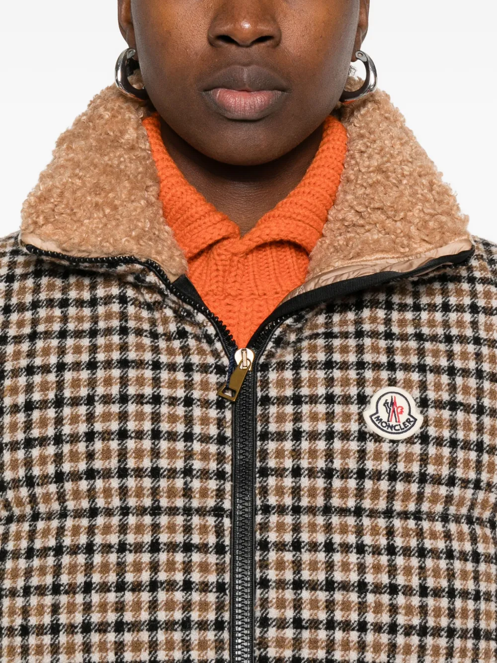Moncler Touvet geruite gewatteerde bodywarmer Beige