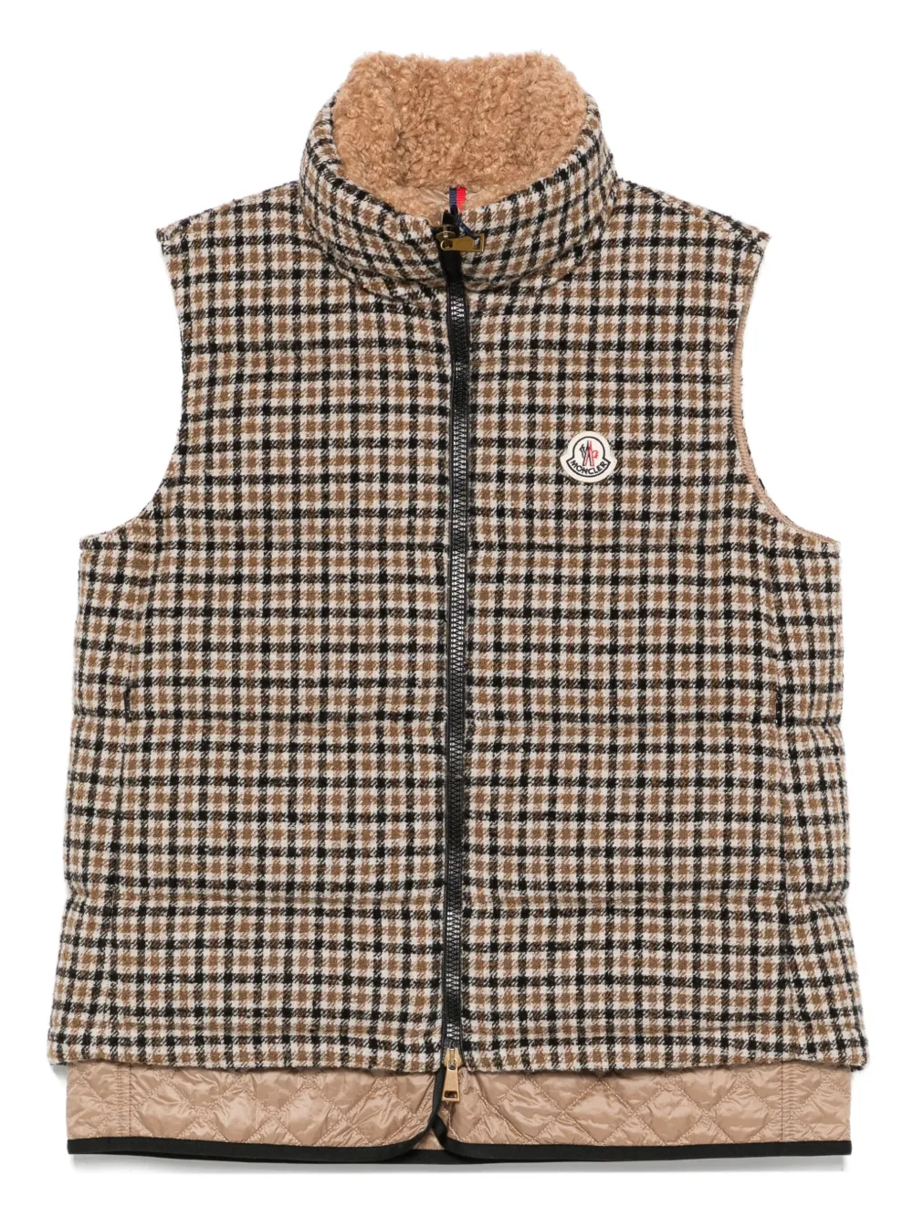 Moncler Touvet geruite gewatteerde bodywarmer Beige