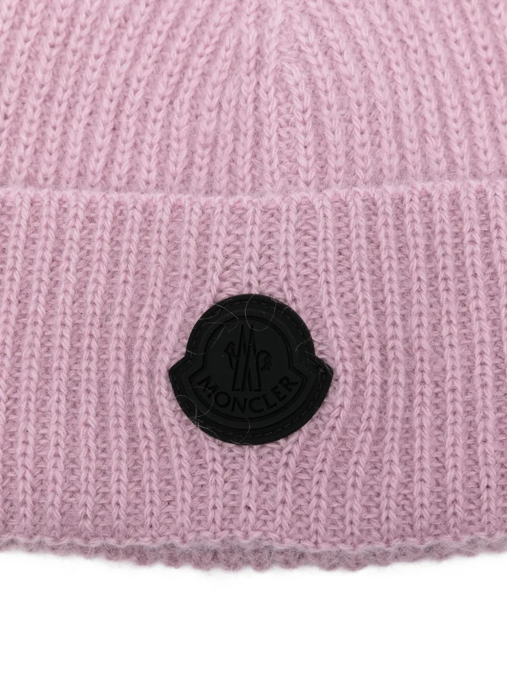Moncler ribbed logo-plaque beanie Roze