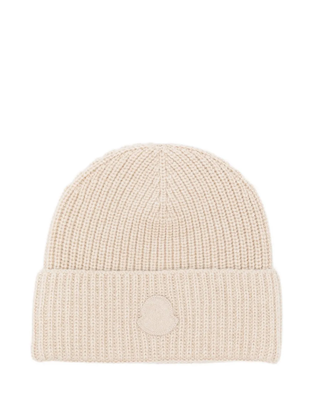 Moncler ribbed logo-patch beanie | Neutrals | Image 1