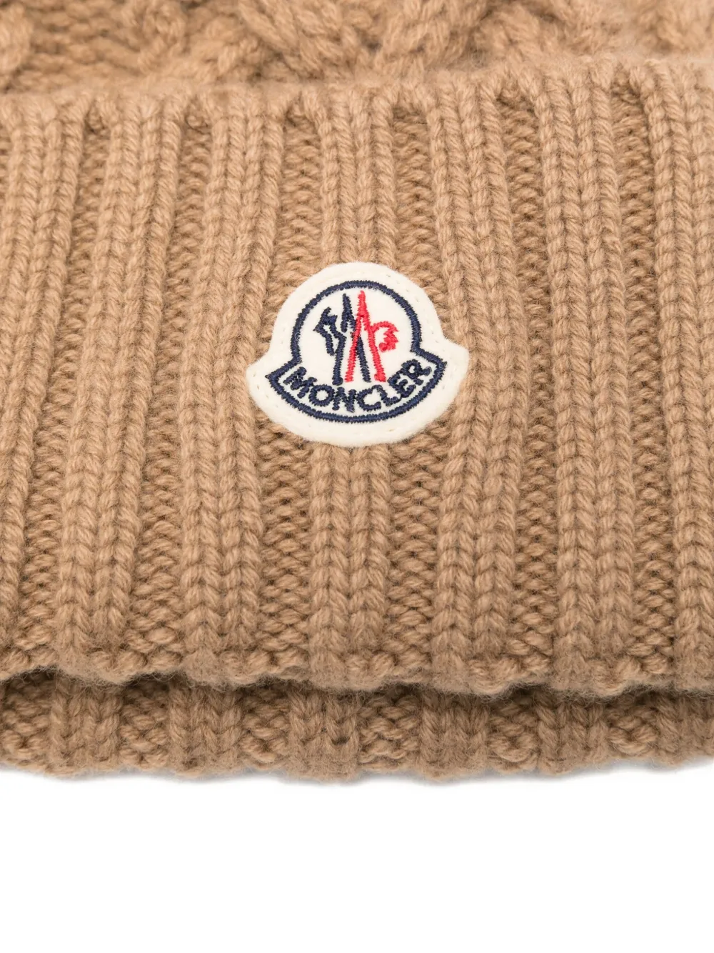 Moncler cable-knit pom-pom beanie - Bruin