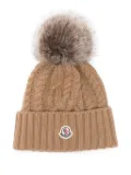 Moncler cable-knit pom-pom beanie - Brown