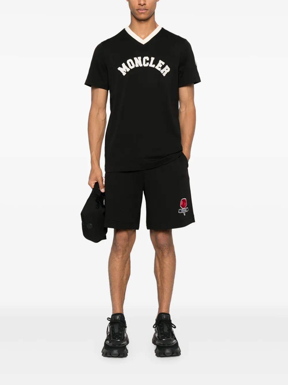 Moncler T-shirt met logoprint - Zwart