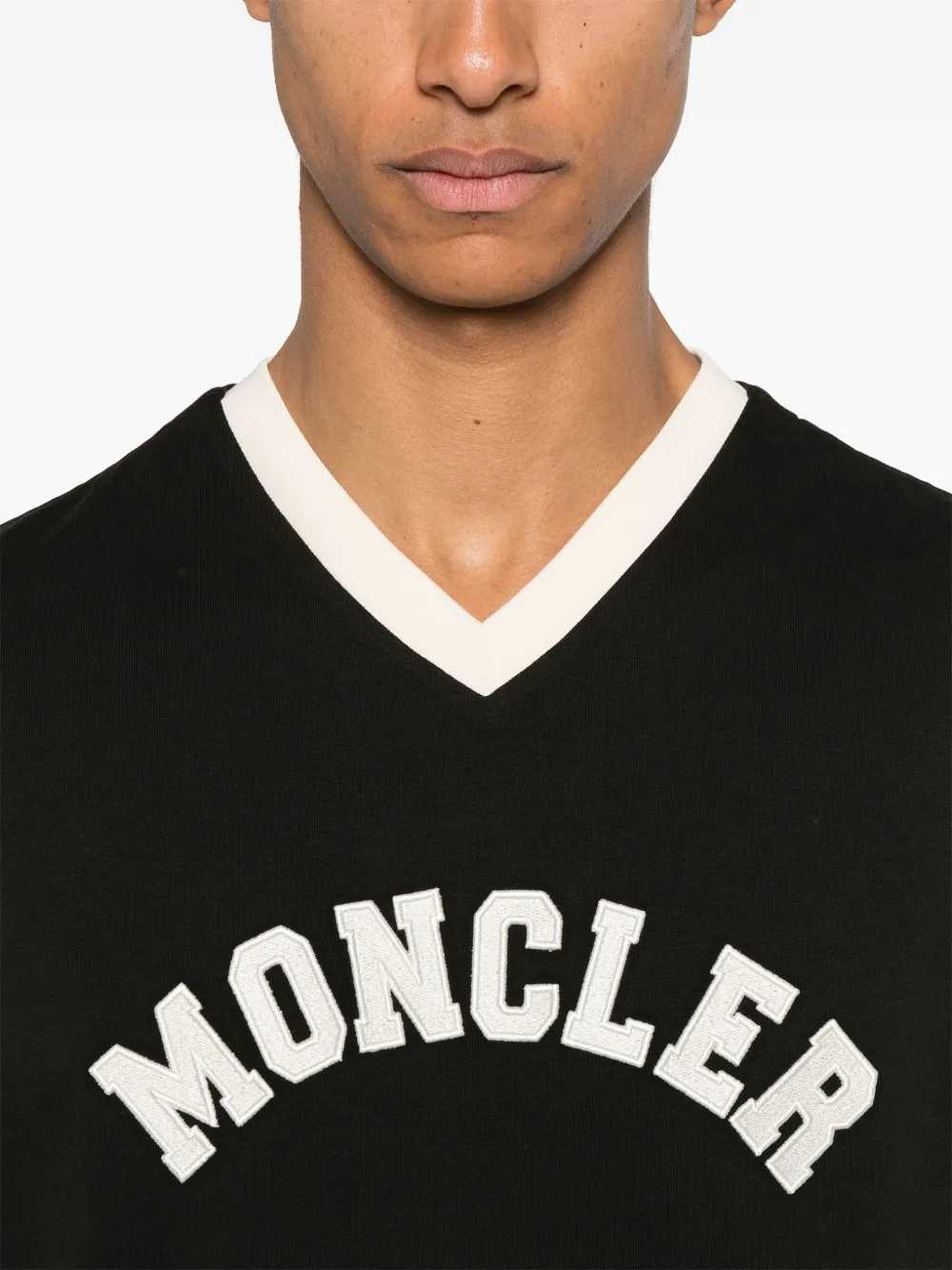 Moncler T-shirt met logoprint Zwart