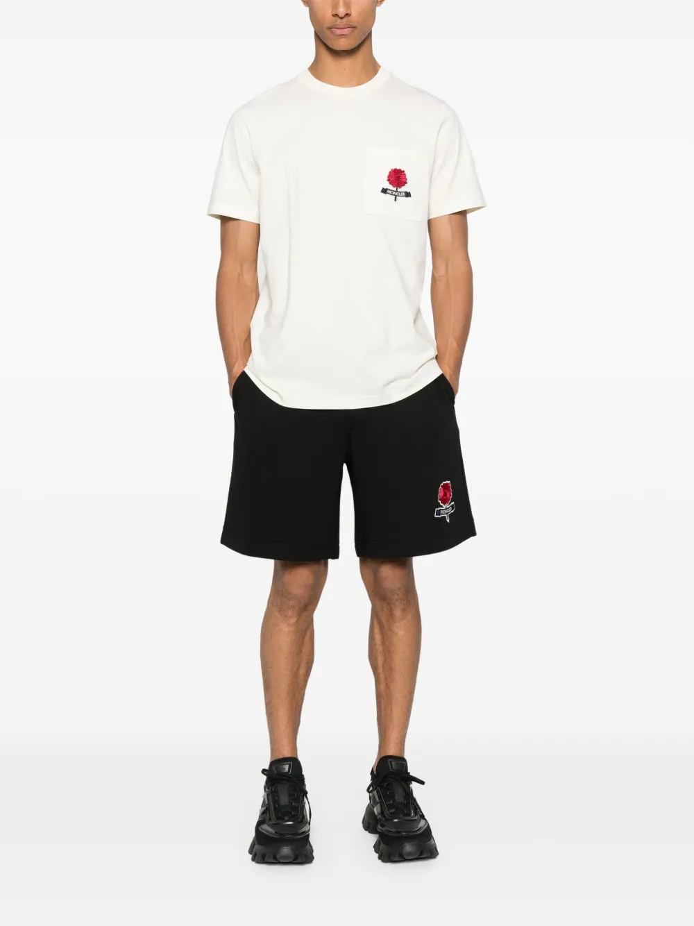 Moncler T-shirt met geborduurd logo - Beige