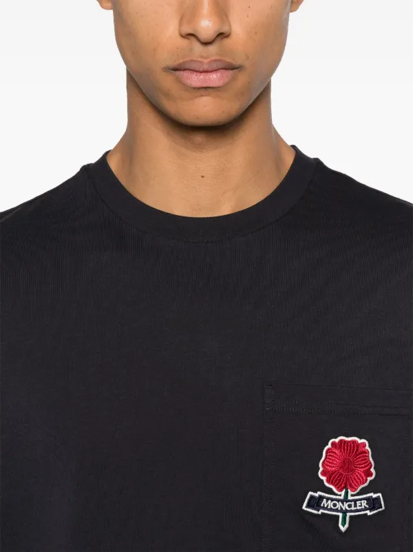 Moncler Camiseta Com Logo Bordado | Azul | FARFETCH BR
