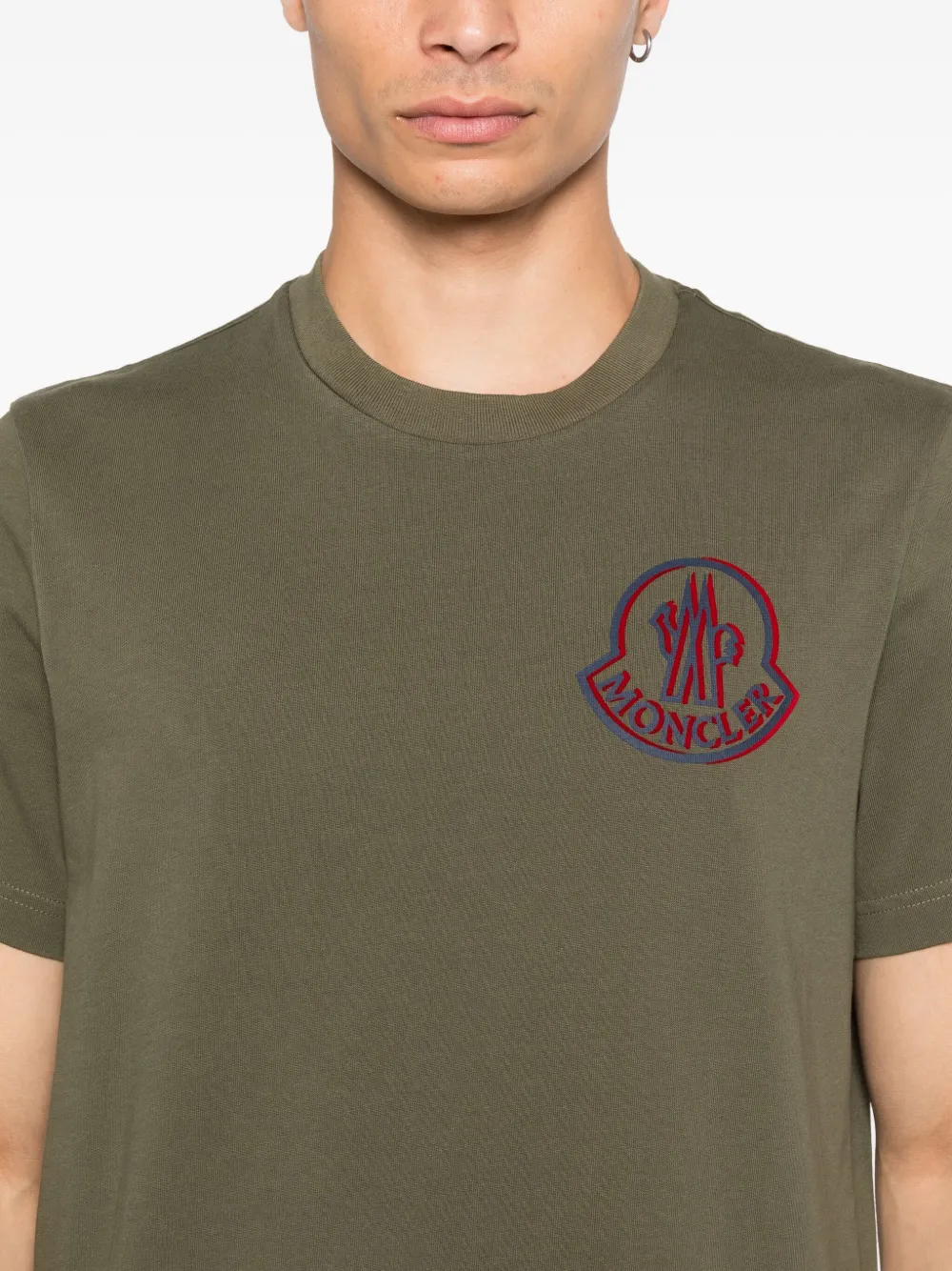 Moncler T-shirt met geborduurd logo Groen
