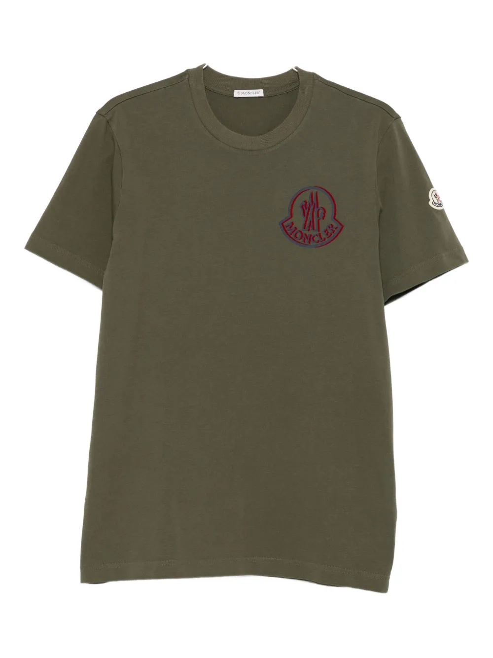 Moncler Logo Patch Crew Neck T-shirt In Green