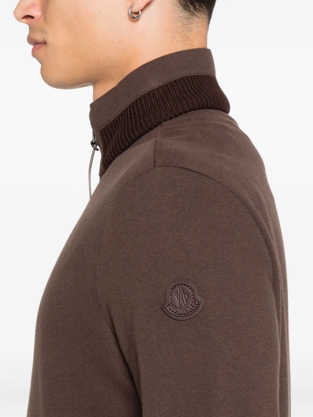 Moncler Vest met geribbelde kraag en rits Bruin