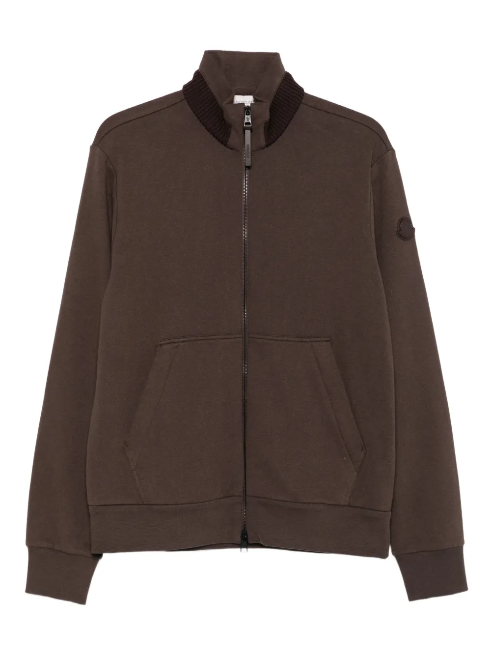 Moncler Vest met geribbelde kraag en rits Bruin
