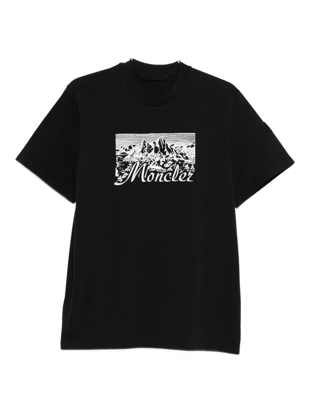 Moncler mountain-print T-shirt Zwart