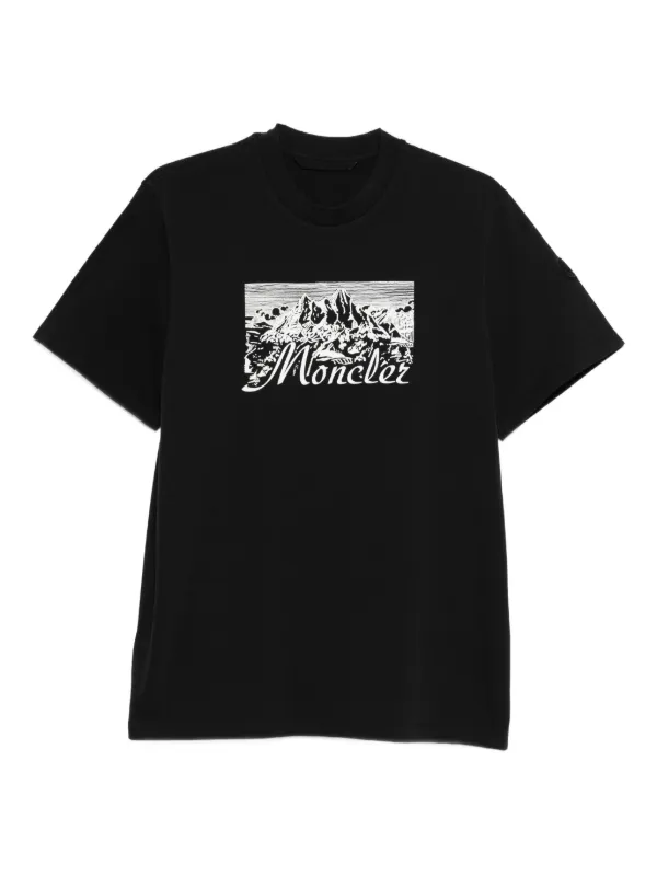 MONCLER ブラック Tシャツ Moncler プリント Tシャツ | ブラック | FARFETCH JP