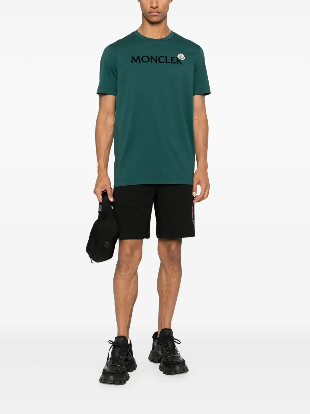 Moncler T-shirt met logoprint - Groen