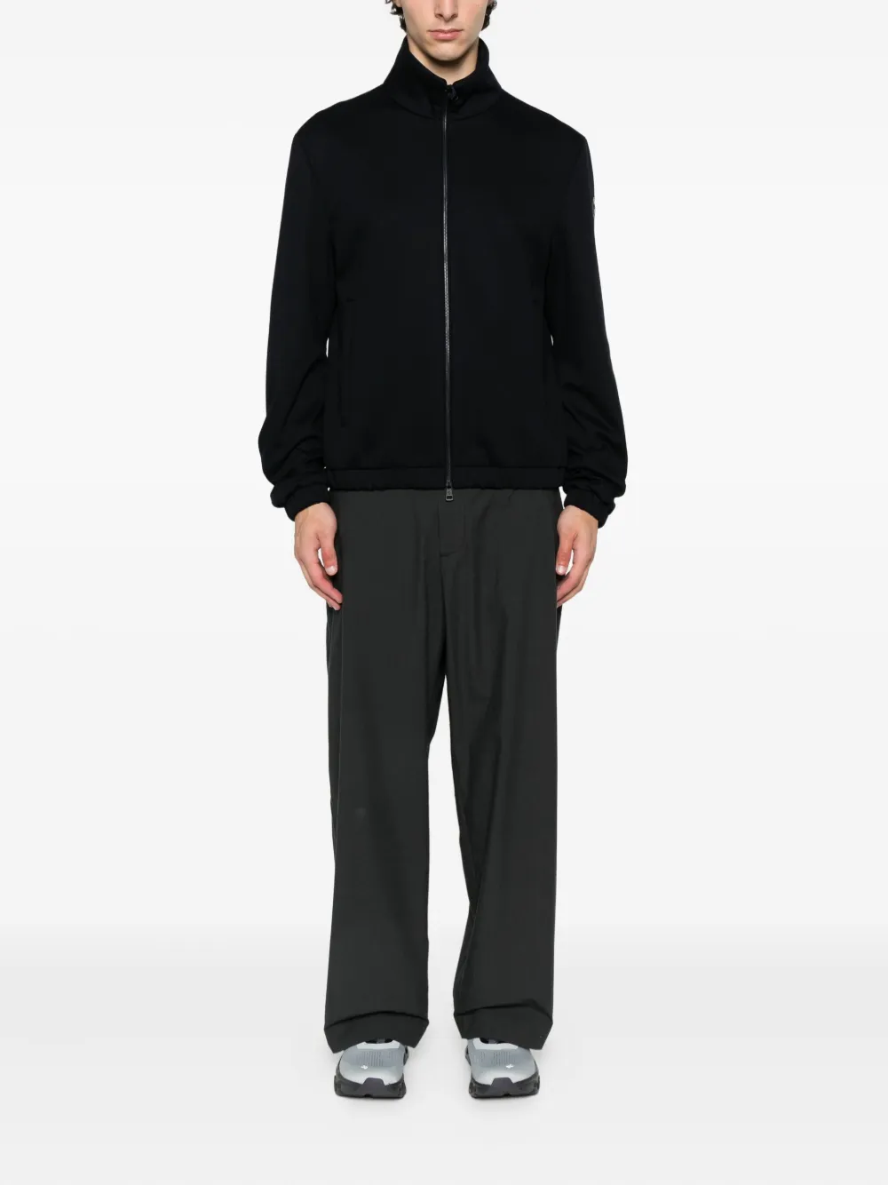 Moncler zip-fastening ribbed-cuff jacket Blauw
