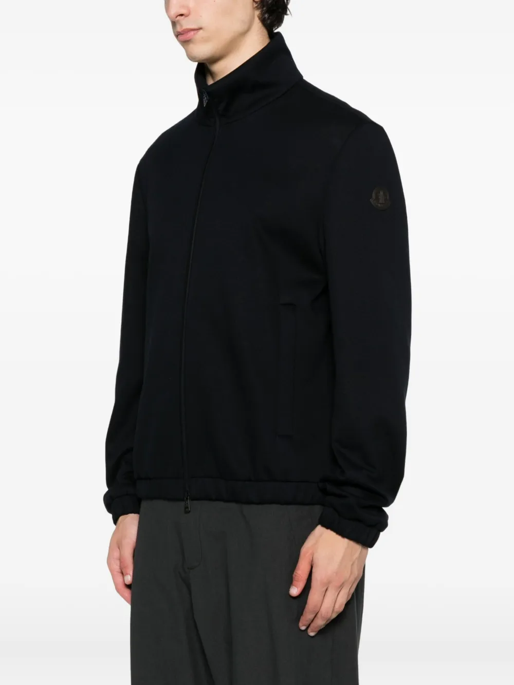 Moncler zip-fastening ribbed-cuff jacket Blauw
