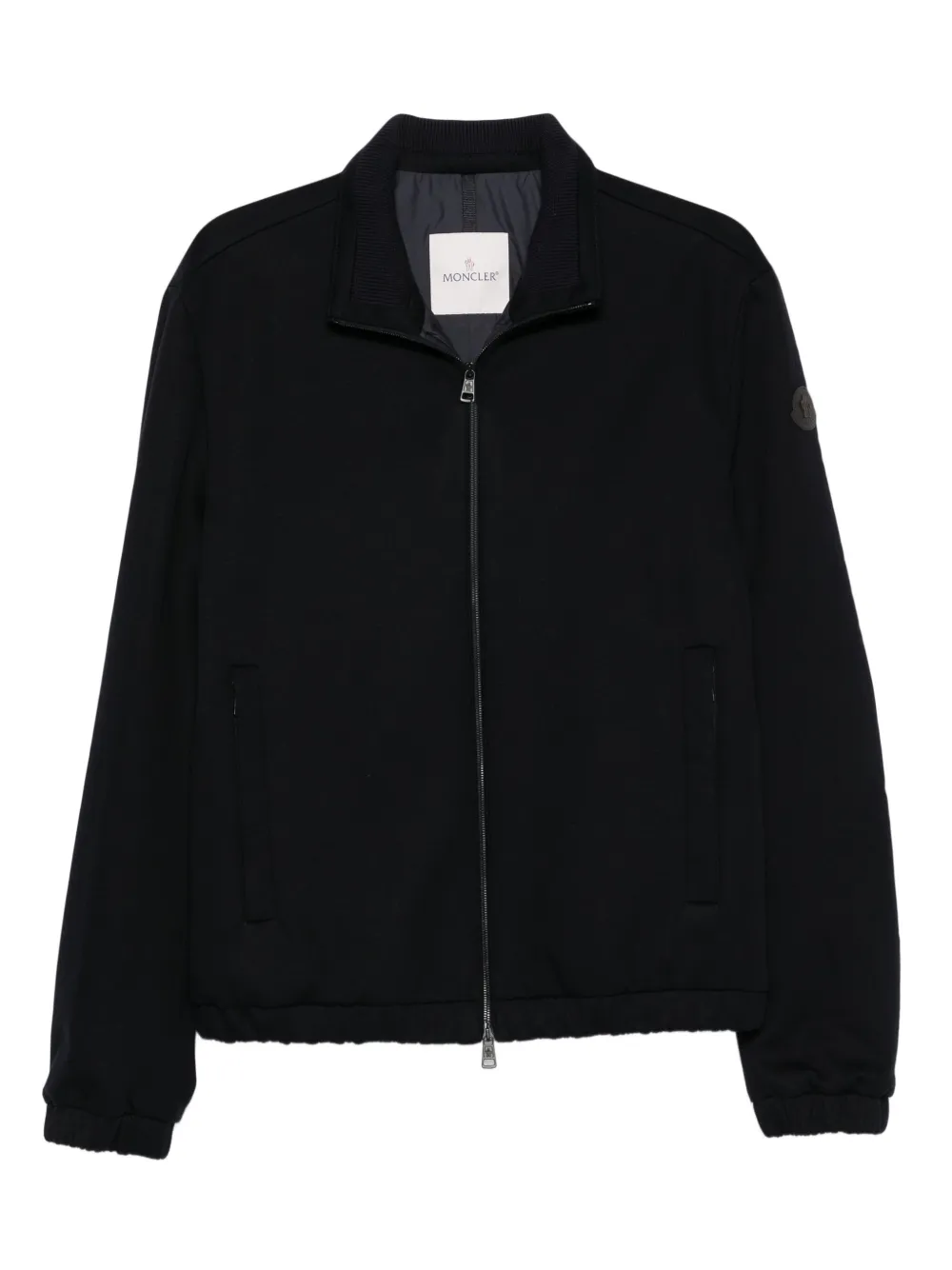 Moncler zip-fastening ribbed-cuff jacket Blauw
