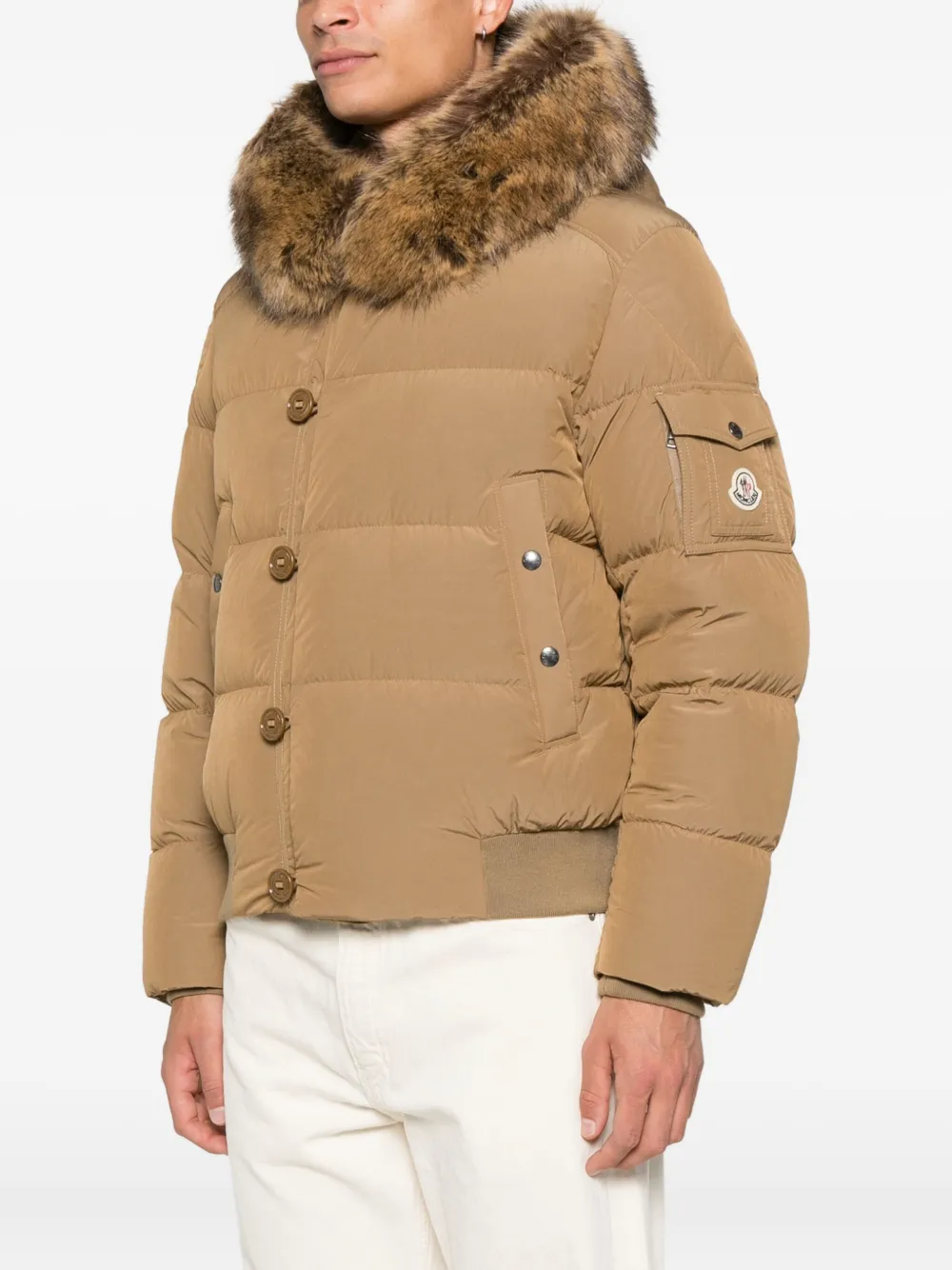 Moncler Luynes donsjack met capuchon Beige