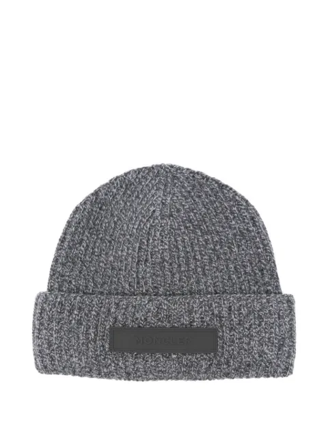 Moncler ribbed logo-plaque beanie hat