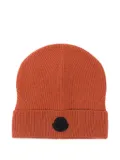 Moncler ribbed logo-patch beanie - Orange