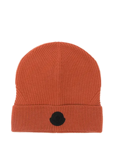 Moncler ribbed logo-patch beanie