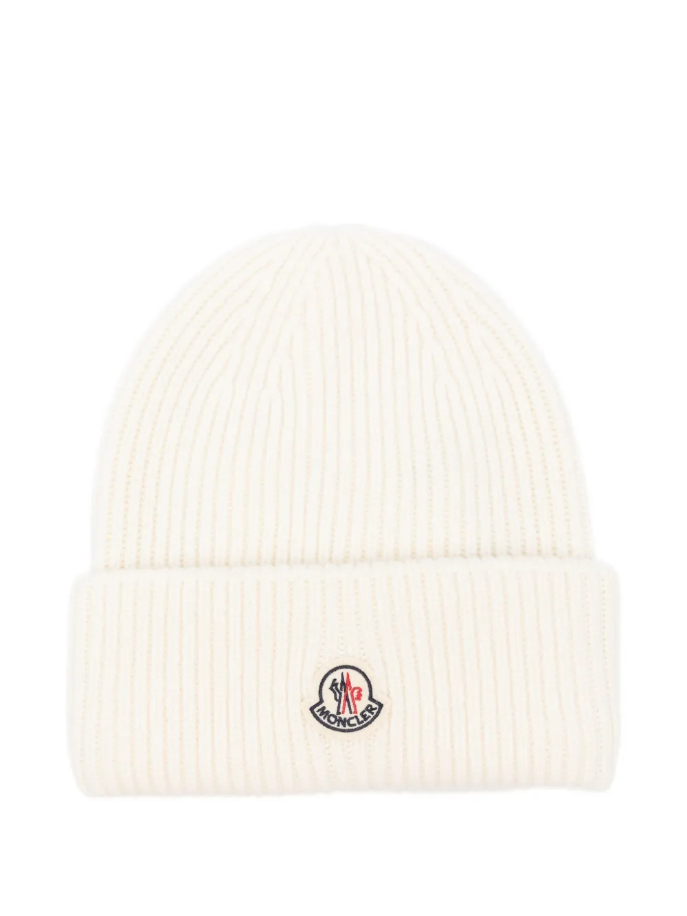 Moncler ribbed wool hat Wit