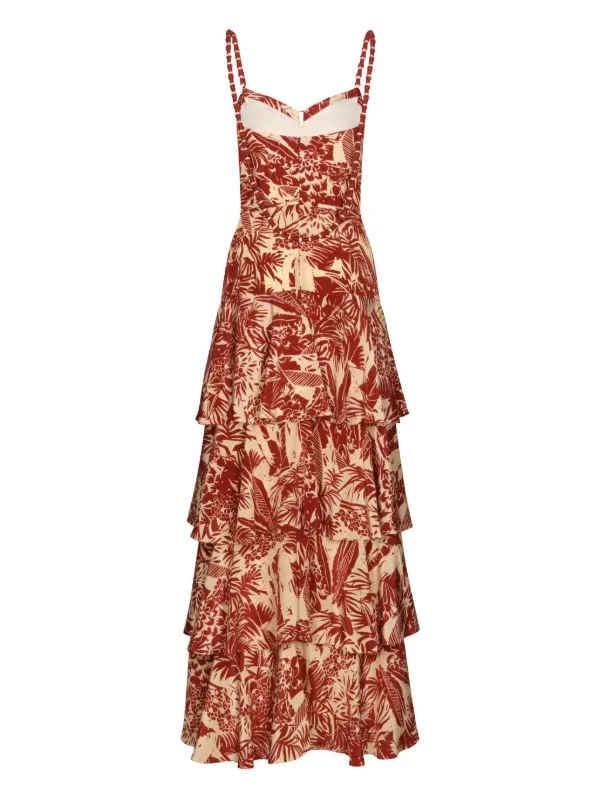 johanna ortiz red floral dress Sendero De Astromelias floral-print stretch-jersey maxi dress - red