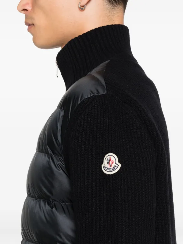 Moncler Cardigan Matelassê Com Mangas Longas | Preto | FARFETCH BR