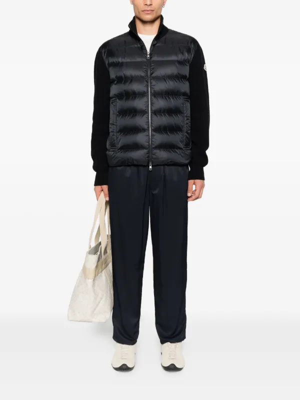 Moncler Cardigan Matelassê Com Mangas Longas | Preto | FARFETCH BR