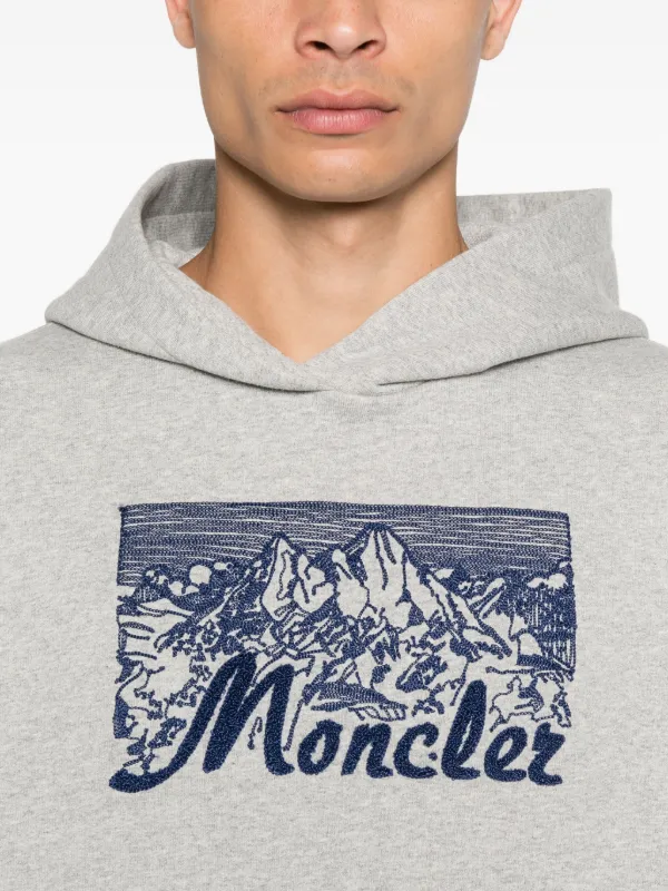 Moncler mountain-print Hoodie | Grey | FARFETCH