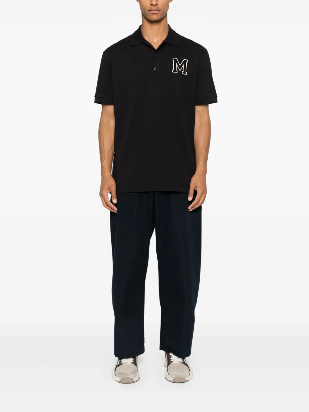 Moncler Poloshirt met M-borduurwerk - Blauw