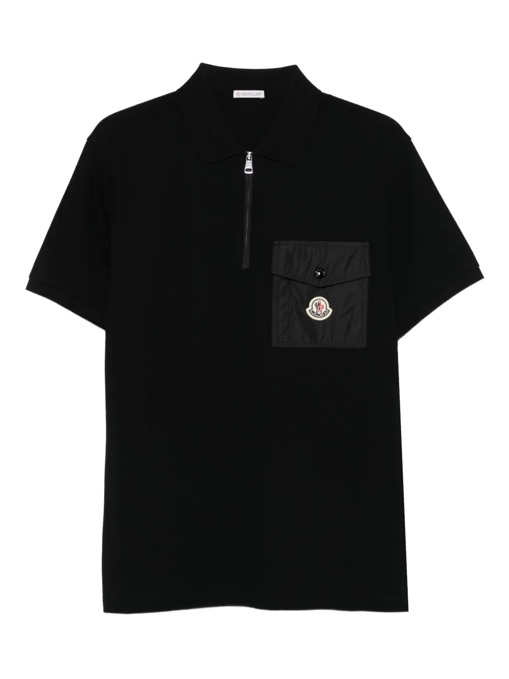 half-zip patch-pocket polo shirt