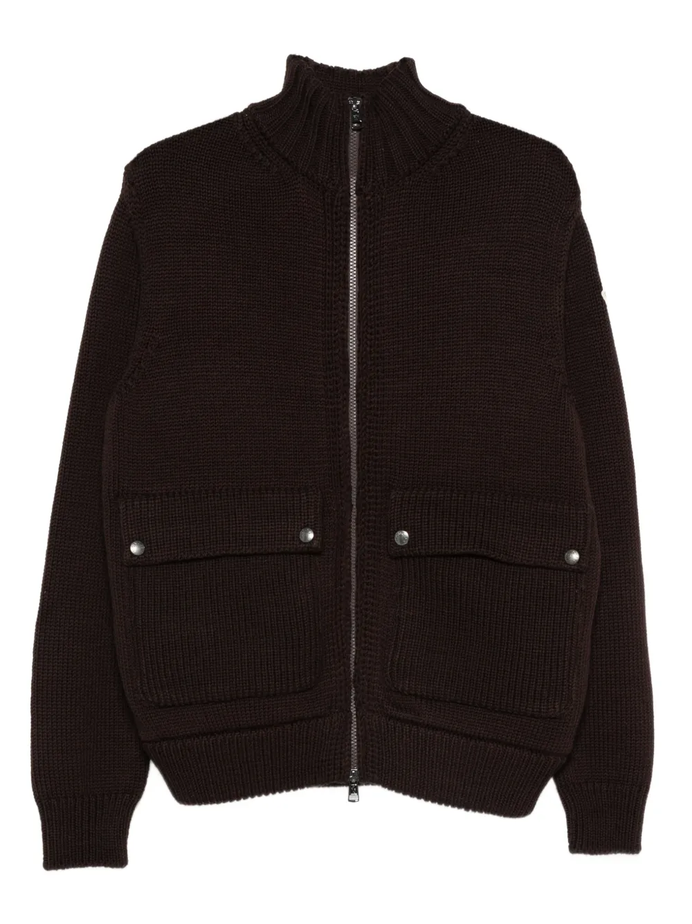 Moncler zip pocket cardigan | Brown | Image 1