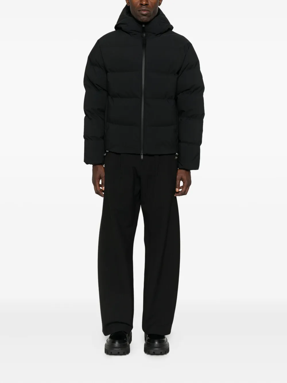 Moncler Hooded Quilted Jacket In Black
