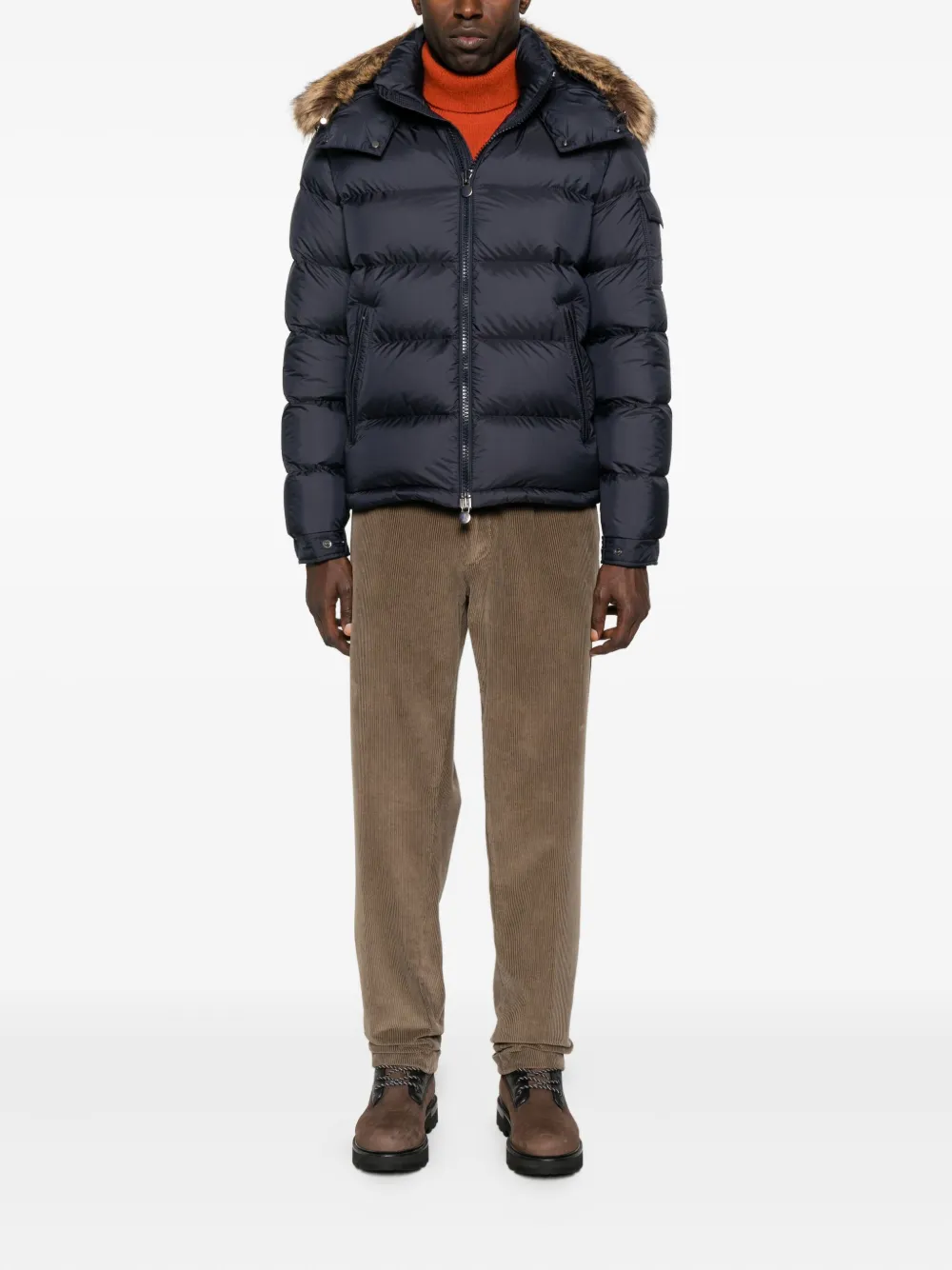Moncler Fur-trimmed Quilted Jacket In Multi