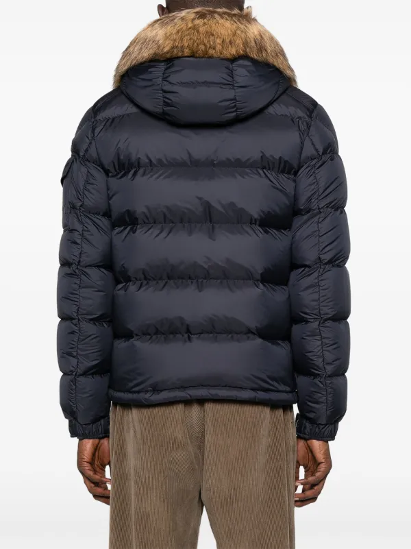 Moncler fur-trimmed Quilted Jacket | Blue | FARFETCH