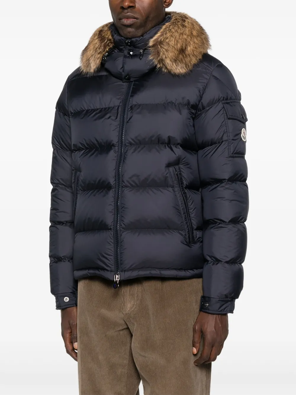 Moncler Fur-trimmed Quilted Jacket In Multi