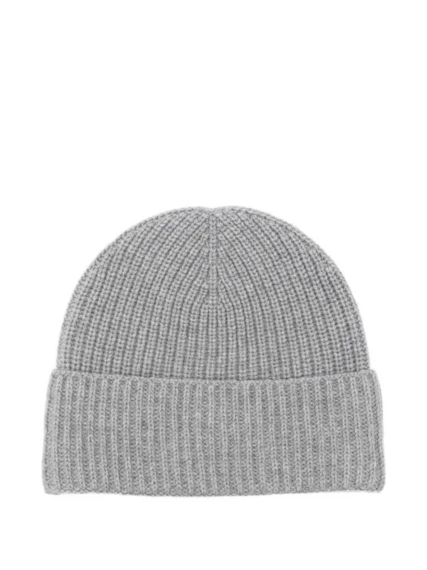 Moncler Cashmere logo-patch Beanie | Grey | FARFETCH JO