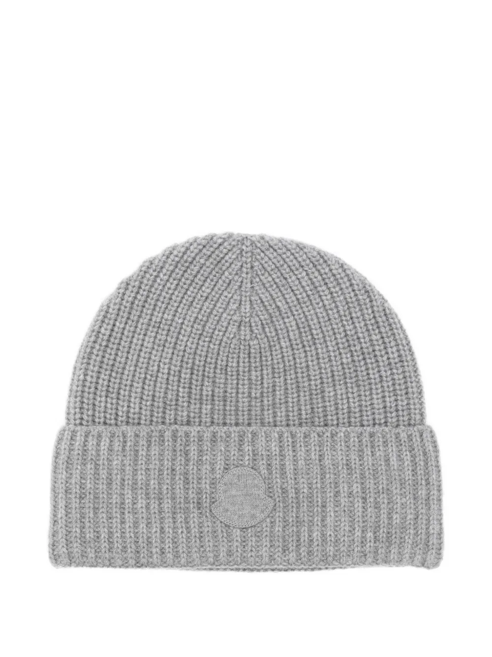 Moncler Cashmere Logo-patch Beanie In Gray
