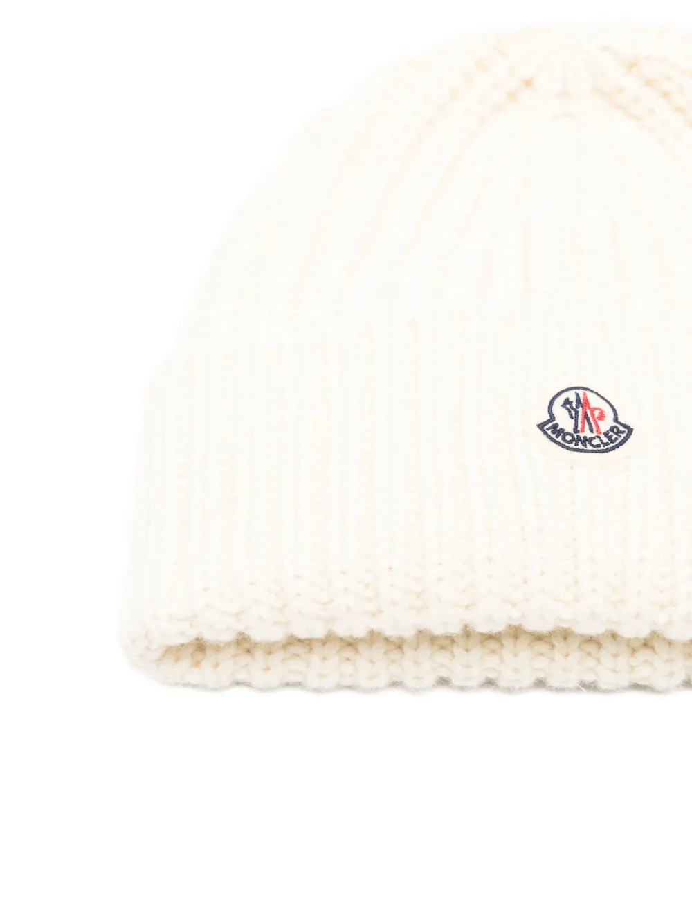 Moncler ribbed logo beanie - Wit