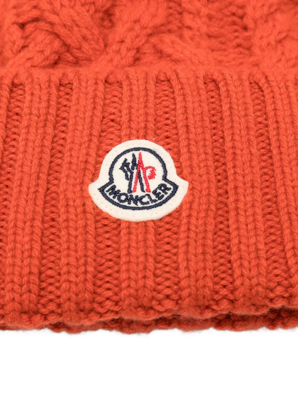 Moncler cable-knit pom-pom beanie - Oranje